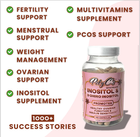 polycs pcos support for fertility support, menstrual support, ovarian support, inositol supplement, weight management, pcos support